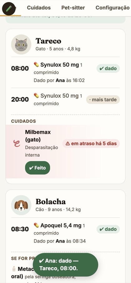 A toma das 08:00 marcada como dada pela Ana