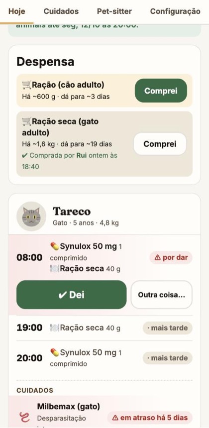 A Despensa no ecrã Hoje: a ração do cão a acabar e a do gato comprada pelo Rui